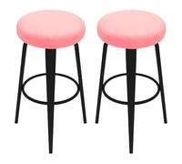 sourcing map 2 Pcs Velvet Bar Stool Covers, 14-18 Inch Round Bar Stool Cushions with Elastic Band Stretch Chair Seat Cover Washable Slipcovers for Round Stool Chair, Pink