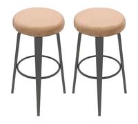 sourcing map 2 Pcs Velvet Bar Stool Covers, 14-18 Inch Round Bar Stool Cushions with Elastic Band Stretch Chair Seat Cover Washable Slipcovers for Round Stool Chair, Khaki