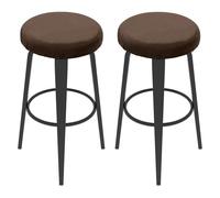 sourcing map 2 Pcs Velvet Bar Stool Covers, 14-18 Inch Round Bar Stool Cushions with Elastic Band Stretch Chair Seat Cover Washable Slipcovers for Round Stool Chair, Brown