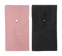 sourcing map 2 Pcs Velvet Watch Pouch, 5.1 x 2.8 Inch Portable Travel Case Jewelry Storage Bag Single Watch Storage Pouch for Men and Women with Snap Button for Travel Home, Pink/Black