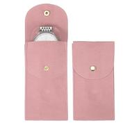 sourcing map 2 Pcs Velvet Watch Pouch, 5.1 x 2.8 Inch Portable Travel Case Jewelry Storage Bag Single Watch Storage Pouch for Men and Women with Snap Button for Travel Home, Pink