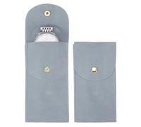 sourcing map 2 Pcs Velvet Watch Pouch, 5.1 x 2.8 Inch Portable Travel Case Jewelry Storage Bag Single Watch Storage Pouch for Men and Women with Snap Button for Travel Home, Light Blue