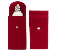 sourcing map 2 Pcs Velvet Watch Pouch, Portable Watch Travel Case Soft Watch Storage Bag with Snap Button Concave Inner Pad for Men and Women Gift, Red