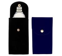 sourcing map 2 Pcs Velvet Watch Pouch, Portable Watch Travel Case Soft Watch Storage Bag with Snap Button Concave Inner Pad for Men and Women Gift, Black/Blue