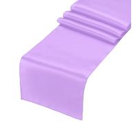 sourcing map 2 Pcs Violet Satin Table Runner 12" x 108" Romantic Silk Smooth Fabric Decorations for Wedding Dining Birthday Party (9ft)