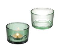 sourcing map 2 Pcs Votive Candle Holders, 2.8 Inch Glass Tealight Candle Holder for Wedding Table Centerpieces Parties Dinner Home Decor, Green
