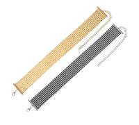 sourcing map 2 Pcs Wide Sequin Necklace, Metal Mesh Shiny Short Collar Necklace Punk Sequins Neck Chain for Women Accessories Party Evening Banquet Daily Dress, Black/Gold
