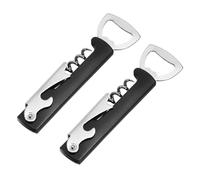 sourcing map 2 Pcs Wine Opener, Bottle Opener, Durable Stainless Steel Waiter's Corkscrew, Compact All-in-One Home Bar Tool for Bar, Party, Wedding, Home, Travel, Black