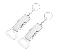 sourcing map 2 Pcs Wine Opener, Bottle Opener Keychain, Durable Stainless Steel Waiter's Corkscrew, Compact All-in-One Home Bar Tool for Bar, Party, Wedding, Home, Travel, Silver