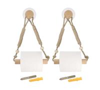 sourcing map 2 Pcs Wood Jute Rope Toilet Paper Holder for Bathroom Decor,Round Beads/Wood Color
