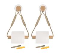 sourcing map 2 Pcs Wood Jute Rope Toilet Paper Holder for Bathroom Decor,Wood Color