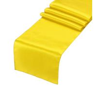 Sourcing Map 2 Pcs Yellow Satin Table Runner - 12" x 108" Romantic Silk Table Runner - Smooth Fabric Decorations for Wedding, Dining, Birthday Party (9ft)