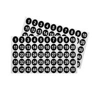sourcing map 2-Piece Set Black Round Vinyl Number Stickers, 1-50, Waterproof, Indoor/Outdoor Use