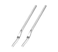 sourcing map 2-Piece Stainless Steel Fruit Forks, 5.12-Inch Salad Fruit Tasting Forks Dessert Cake Forks 2 Prong Tasting Appetizer Forks for Birthday Party Wedding Restaurant
