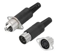 sourcing map 2-Pin DIN Male Plug Connector + Female Adapter Recessed Socket Panel Mount for Digital Audio Devices,TV, DVD Player,7 Pcs