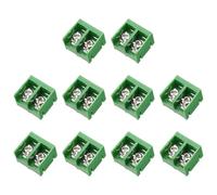 sourcing map 2 Positions Terminal Block, 300V 30A 9.5mm Pitch PA66 Single Row PCB Mount Screw Terminals Strip Pack of 10, Green