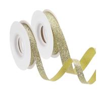 sourcing map 2 Roll 10 Yards 2 Sizes Sparkle Ribbons, Wreath Crafts Cut Edge Ribbon, Sparkling Fabric Ribbon for Bow Making, Gift Wrapping, Wedding Party Decoration, Gold (3/8", 5/8")