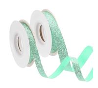 sourcing map 2 Roll 10 Yards 2 Sizes Sparkle Ribbons, Wreath Crafts Cut Edge Ribbon, Sparkling Fabric Ribbon for Bow Making, Gift Wrapping, Wedding Party Decoration, Lake Blue (3/8", 5/8")