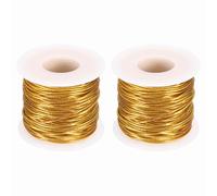 sourcing map 2 Roll 1mm Metallic Elastic Cords, Tinsel Elastic Stretch String Cord Thread Braiding Rope for Craft Making Gift Wrapping Ornaments, Gold Tone, 50m Total