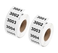 sourcing map 2 Roll Inventory Number Sticker, 3001-4000 Consecutive Numbered Labels Self Adhesive Waterproof Labels Tag for Storage Classification Supplies (1.6x0.8 Inch)