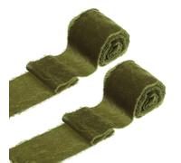 sourcing map 2 Roll Velvet Ribbon, 3 Inch x 3 Yard Handmade Silk Fringe Frayed Ribbon Raw Edge for Flower Bouquet Wrapping Wedding Decoration Bridal DIY Crafts, Glass Green
