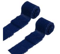 sourcing map 2 Roll Velvet Ribbon, 3 Inch x 3 Yard Handmade Silk Fringe Frayed Ribbon Raw Edge for Flower Bouquet Wrapping Wedding Decoration Bridal DIY Crafts, Dark Blue