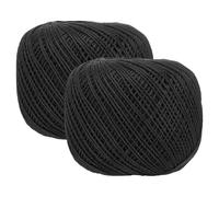 sourcing map 2 Rolls 164 Yards Size 3 Black Pearl Cotton Crochet Thread Lace Weight Yarn Tatting Thread for Crocheting Knitting Embroidery Sewing