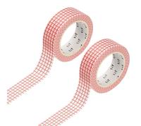 sourcing map 2 Rolls Grid Washi Tape, 0.6 Inch x 11 Yards Decorative Tape Colored Masking Tapes Crafting Supplies for DIY Crafts, Gift Wrapping, Scrapbook, Party Decorations, Red