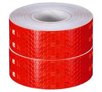 sourcing map 2 Rolls Reflective Tape 1" x33ft Adhesive Night Safety Warning Tapes Outdoor Bicycle Adhesive Reflector Stickers for Vehicles Trailers Trucks Bike Cars Signs, Red