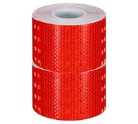 sourcing map 2 Rolls Reflective Tape 2" x33ft Adhesive Night Safety Warning Tapes Outdoor Bicycle Adhesive Reflector Stickers for Vehicles Trailers Trucks Bike Cars Signs, Red