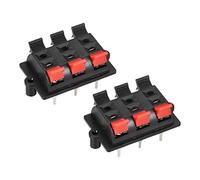 sourcing map 2 Row 6 Way Spring Speaker Terminal Clip Push Release Connector Audio Cable Terminals Strip Block Black Red WP6-03 2Pcs