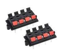 sourcing map 2 Row 8 Way Spring Speaker Terminal Clip Push Release Connector Audio Cable Terminals Strip Block Black Red WP8-03 2Pcs