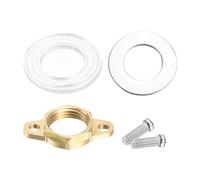 sourcing map 2 Set 0.79 inch Faucet Fixing Bracket, Open Faucet Horseshoe Lock Nuts Mounting Fittings Loose Faucet Repair Nut Durable Washers and Rubber Gasket, Brass