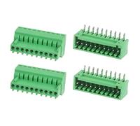 sourcing map 2 Set 10 Pin 2.54mm Pitch 125V 4A PCB Mount Screw Terminal Block Connector, Right Angle Pluggable Plug for DIY Electronics Audio Power Module Cable