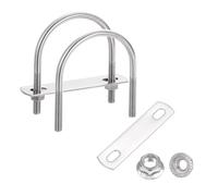 sourcing map 2 Set 2" Inner Wide Round U Bolts, 2-5/8" Length 304 Stainless Steel U-Bolts with Flange Hexagon Nuts, Frame Plates for Trailer, Automotive, (51mm W x 66mm L)