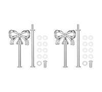 sourcing map 2 Set 2-Tier Cupcake Stand Hardware Handles, Zinc Alloy Cake Plate Stand Handle Fittings with Screws for DIY Making Fruit Plate Cake Stand, Bow-Knot Silver