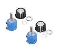 sourcing map 2 Set 3590S-2-103L 10Kohm Rotary Potentiometer, Precision Multi Turn Wirewound Potentiometer for Measuring Equipment with Type A03 Knob Cap Anti-Slip Washer