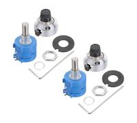 sourcing map 2 Set 3590S-2-104L 100Kohm Rotary Potentiometer,Precision Multi Turn Wirewound Potentiometer for Measuring Equipment with TOP Knob Cap Non-Slip Washer Nut Hexagonal Wrench Base