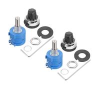 sourcing map 2 Set 3590S-2-201L 200ohm Rotary Potentiometer, Precision Multi Turn Wirewound Potentiometer for Measuring Equipment with Type 3 Knob Cap Anti-Slip Washer Nut Hexagonal Wrench Base