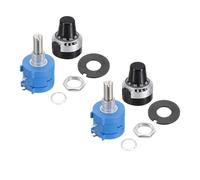 sourcing map 2 Set 3590S-2-501L 500ohm Rotary Potentiometer, Precision Multi Turn Wirewound Potentiometer for Measuring Equipment with Type 2 Knob Cap Anti-Slip Washer Nut