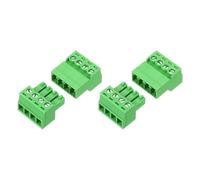 sourcing map 2 Set 4 Pin 3.81mm Pitch PCB Mount Screw Terminal Block Connector, Right Angle Pluggable Plug for DIY Electronics Audio Power Modules 26-16AWG Cable