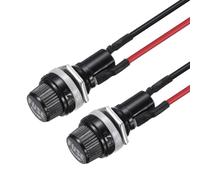sourcing map 2 Set 5x20mm Panel Mount Fuse Holder, Round Thread Glass Fuse Holder with 15cm 18AWG Pre-Soldered Wire for Automotive Marine Electrical Repair AC250V 15A / AC125V 10A
