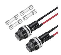 sourcing map 2 Set 5x20mm Panel Mount Fuse Holder with F1A Glass Fuses, Flat Thread Glass Fuse Holder with 15cm 18AWG Pre-Soldered Wire for Automotive Marine Repair AC 250V 15A 125V 10A