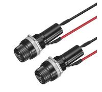 sourcing map 2 Set 6x30mm Panel Mount Fuse Holder, Round Thread Glass Fuse Holder with 15cm 18AWG Pre-Soldered Wire for Automotive Marine Electrical Repair AC250V 15A / AC125V 10A