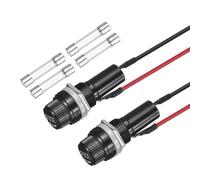 sourcing map 2 Set 6x30mm Panel Mount Fuse Holder with F10A Glass Fuses, Flat Thread Glass Fuse Holder with 15cm 18AWG Pre-Soldered Wire for Automotive Marine Repair AC 250V 15A 125V 10A
