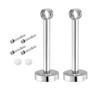 sourcing map 2 Set 7.87inch Ceiling Mount Bracket Fit 1.02inch Pipe, Stainless Steel Curtain Rod Holder Closet Rod Holders for Wardrobe Bathroom Curtain Pipe, Silver