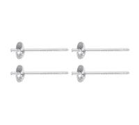 sourcing map 2 Set 925 Sterling Silver Earring Posts, Pearl Cup Pad Earring Stud Blanks for DIY Earrings Jewelry Making Findings, White Silver, 4mm/0.16" Cup Size