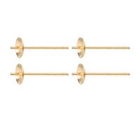 sourcing map 2 Set 925 Sterling Silver Earring Posts, Pearl Cup Pad Earring Stud Blanks for DIY Earrings Jewelry Making Findings, Champagne Gold Plated, 5mm/0.2" Cup Size