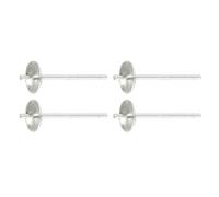 sourcing map 2 Set 925 Sterling Silver Earring Posts, Pearl Cup Pad Earring Stud Blanks for DIY Earrings Jewelry Making Findings, Plain Silver, 5mm/0.2" Cup Size