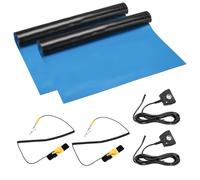 sourcing map 2 Set Anti Static Mat Kit with ESD Wrist and Ground Wire, 17"x25" PVC ESD Soldering Mat for Computer Phone Electronics Repair, Home PC Building Upgrade, Sky Blue